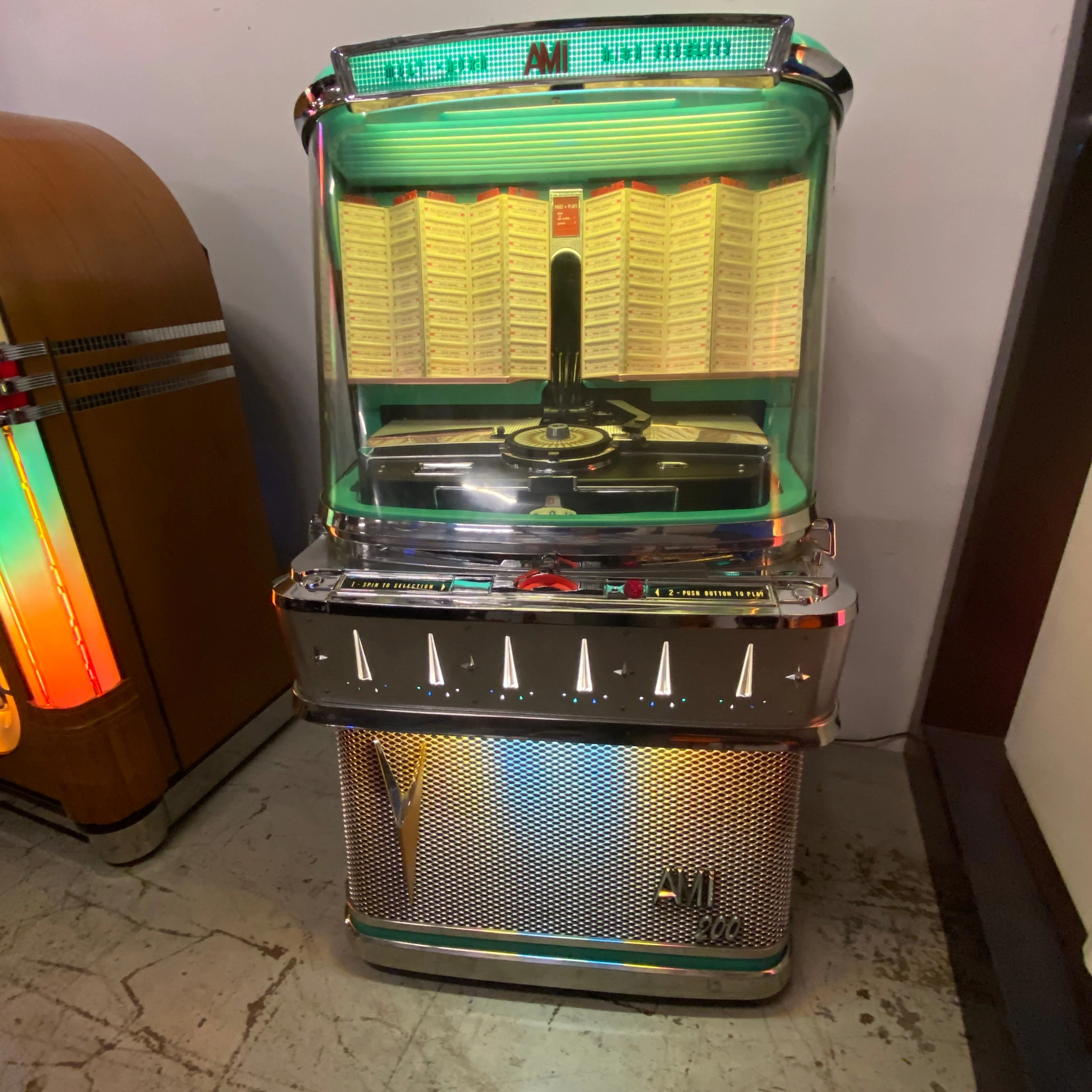 1958 AMI I 200 Vinyl Jukebox Selector Wheel Version with Spearmint Trim - Image 3