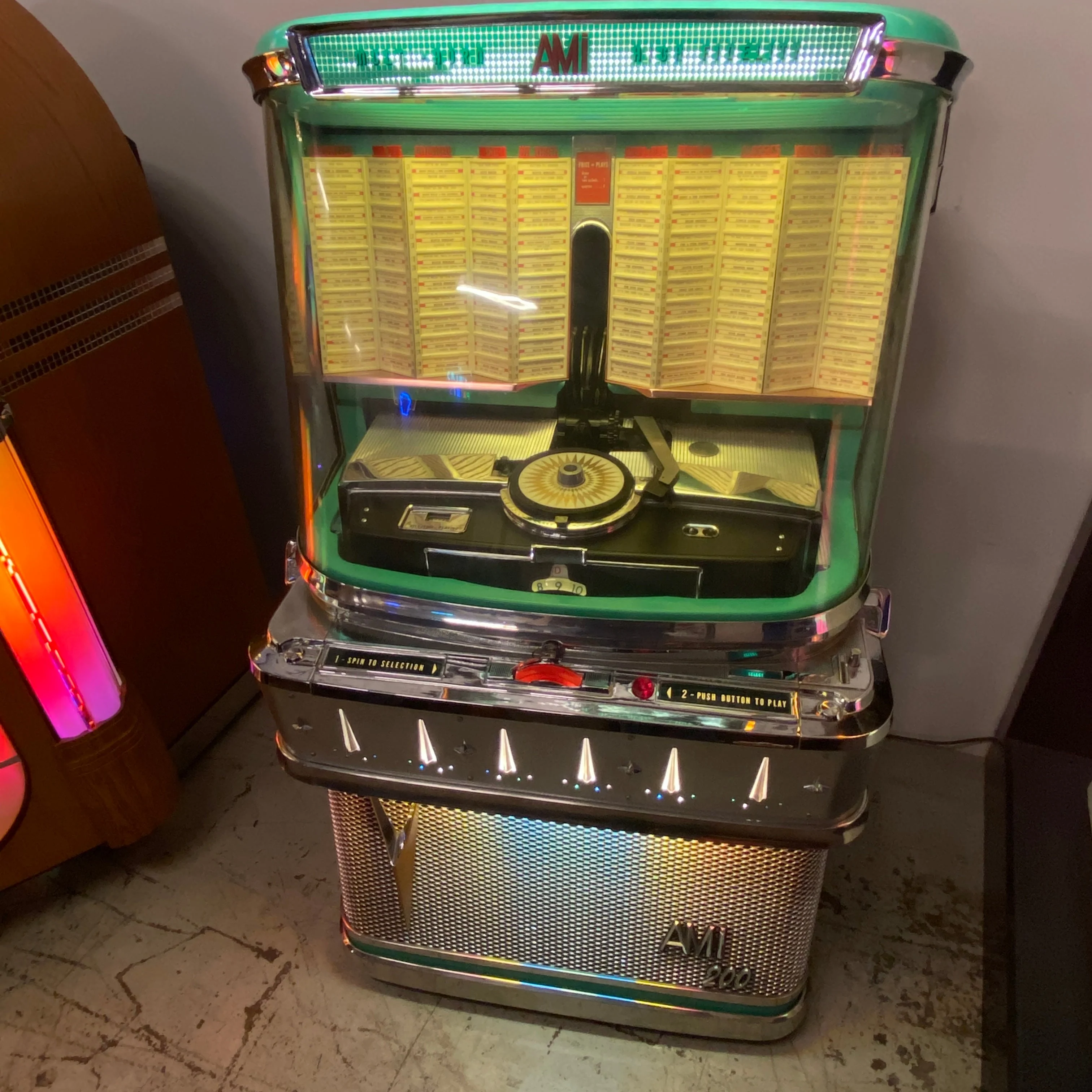 1958 AMI I 200 Vinyl Jukebox Selector Wheel Version with Spearmint Trim - Image 9