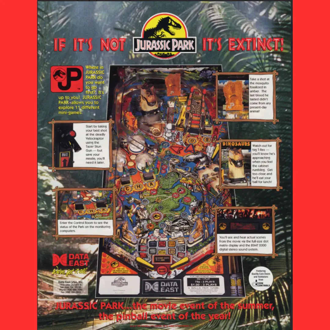1993 Jurassic Park Pinball Machine by Data East - Image 5
