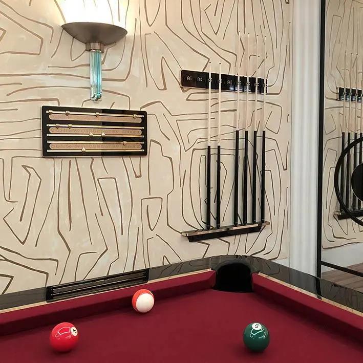 The Olympian Wall Mounted Cue Rack and Scorer with Brass Trim