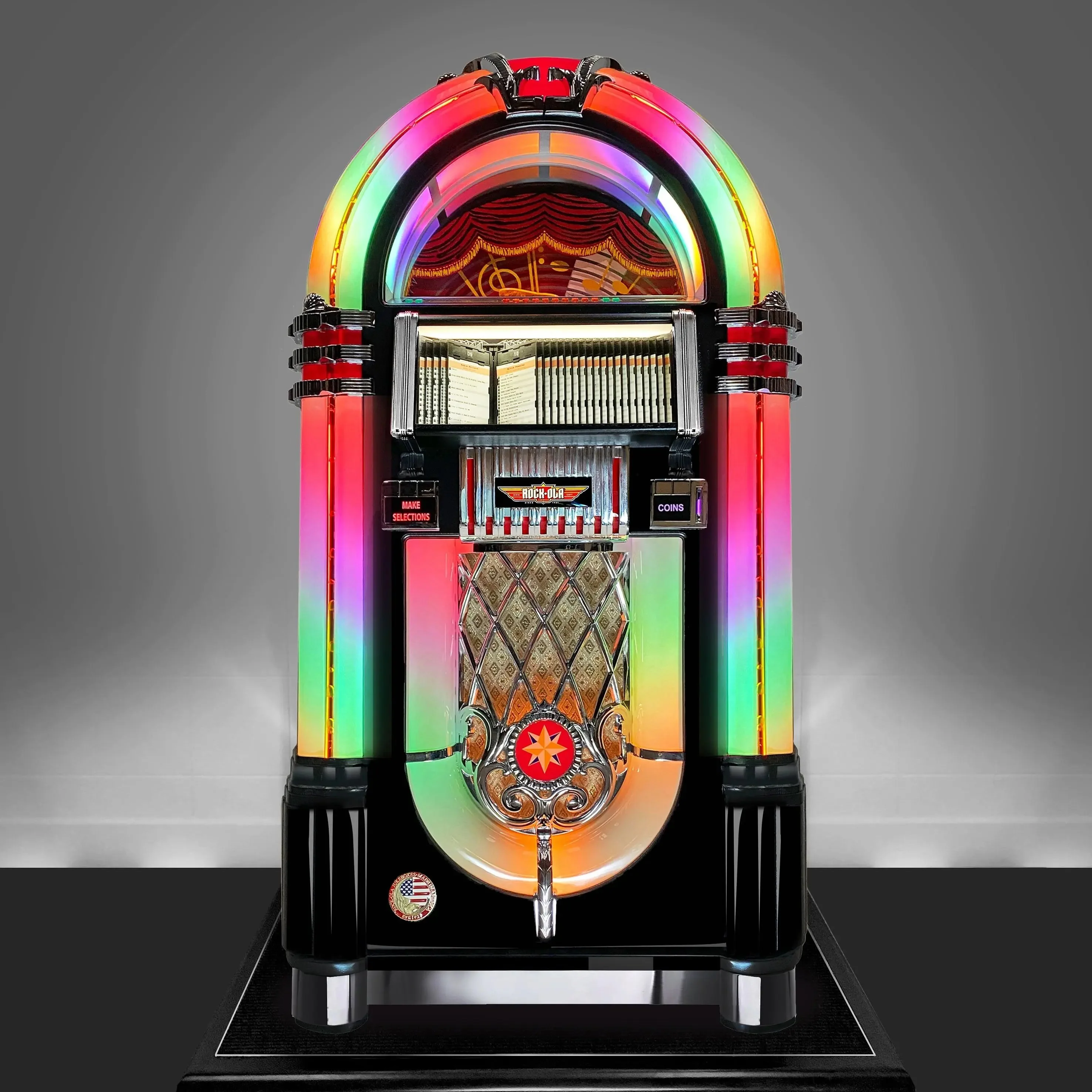 Rock-Ola Bubbler CD Jukebox in Gloss Black with Bluetooth - Image 2