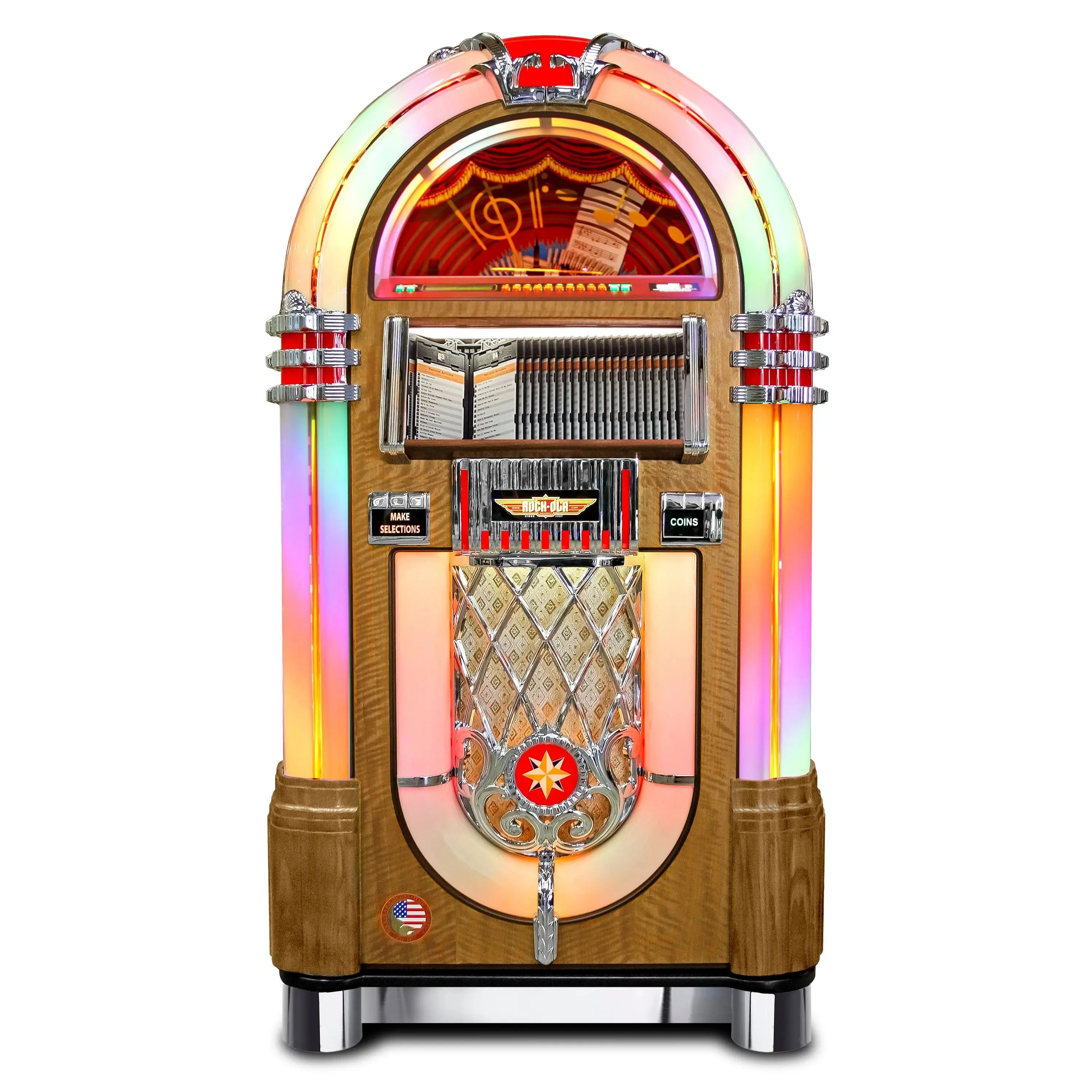 Rock-Ola Bubbler CD Jukebox in Light Oak with Bluetooth