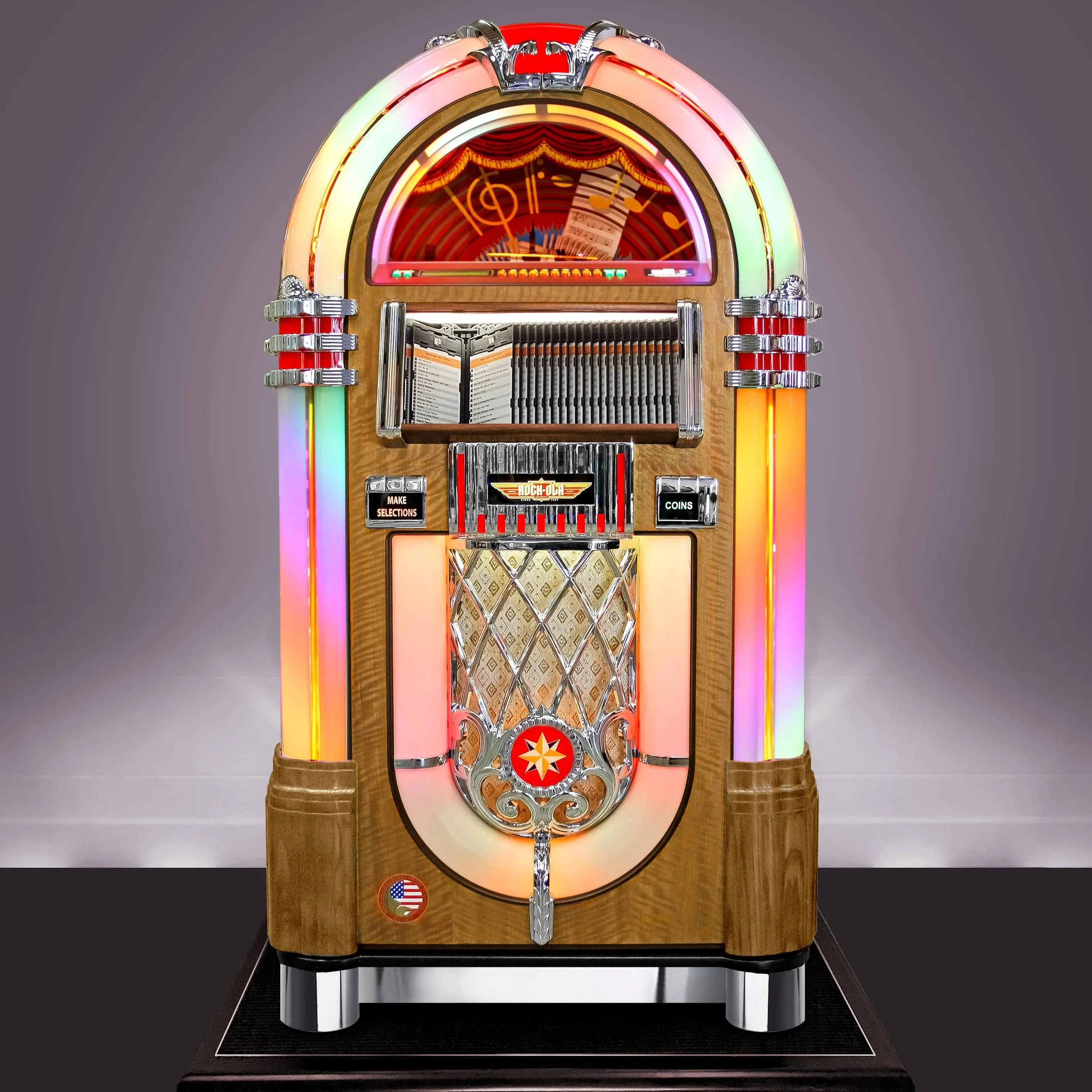 Rock-Ola Bubbler CD Jukebox in Light Oak with Bluetooth - Image 3