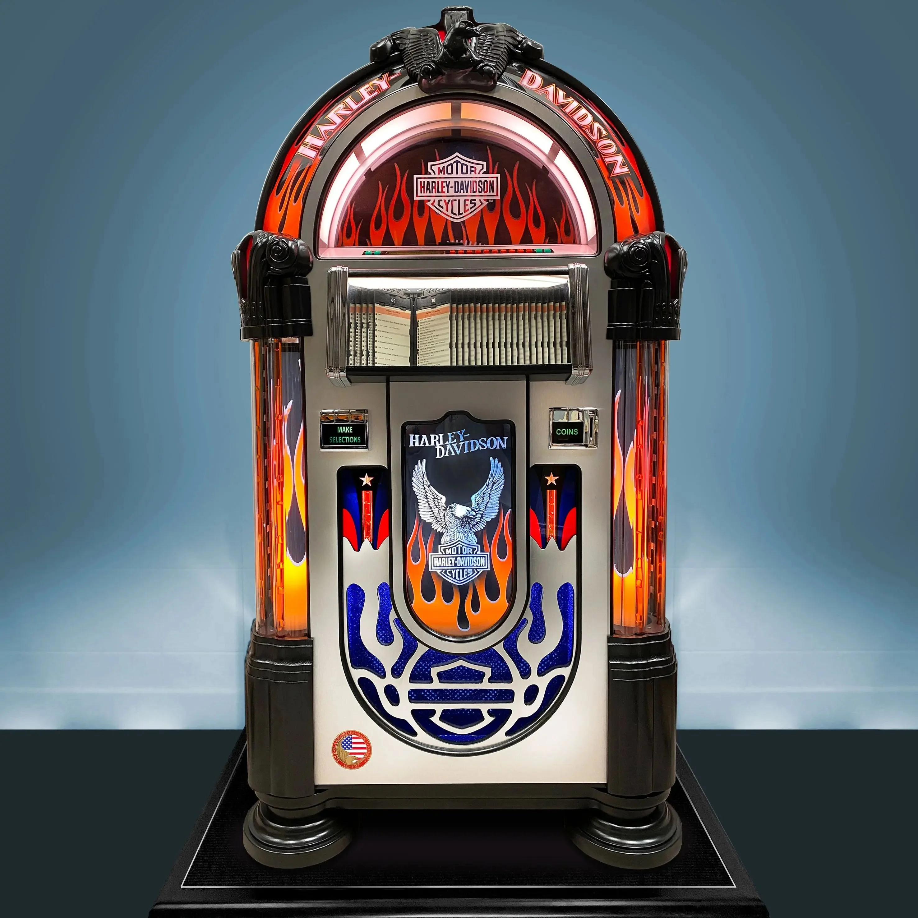 Rock-Ola Harley-Davidson Flames CD Jukebox in Aluminium with Bluetooth - Image 3