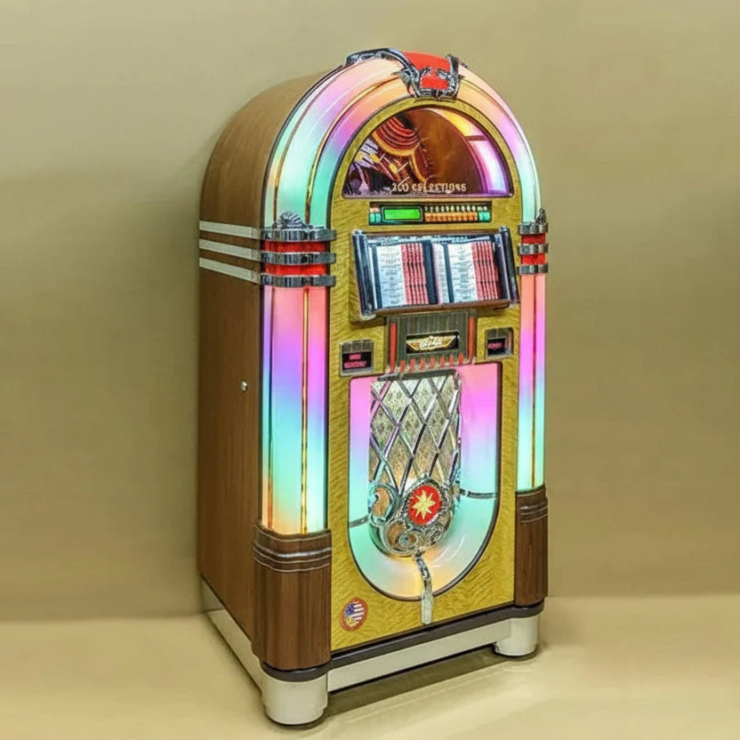 Rock-Ola Bubbler Vinyl 45 Jukebox in Light Oak with Bluetooth - Image 11