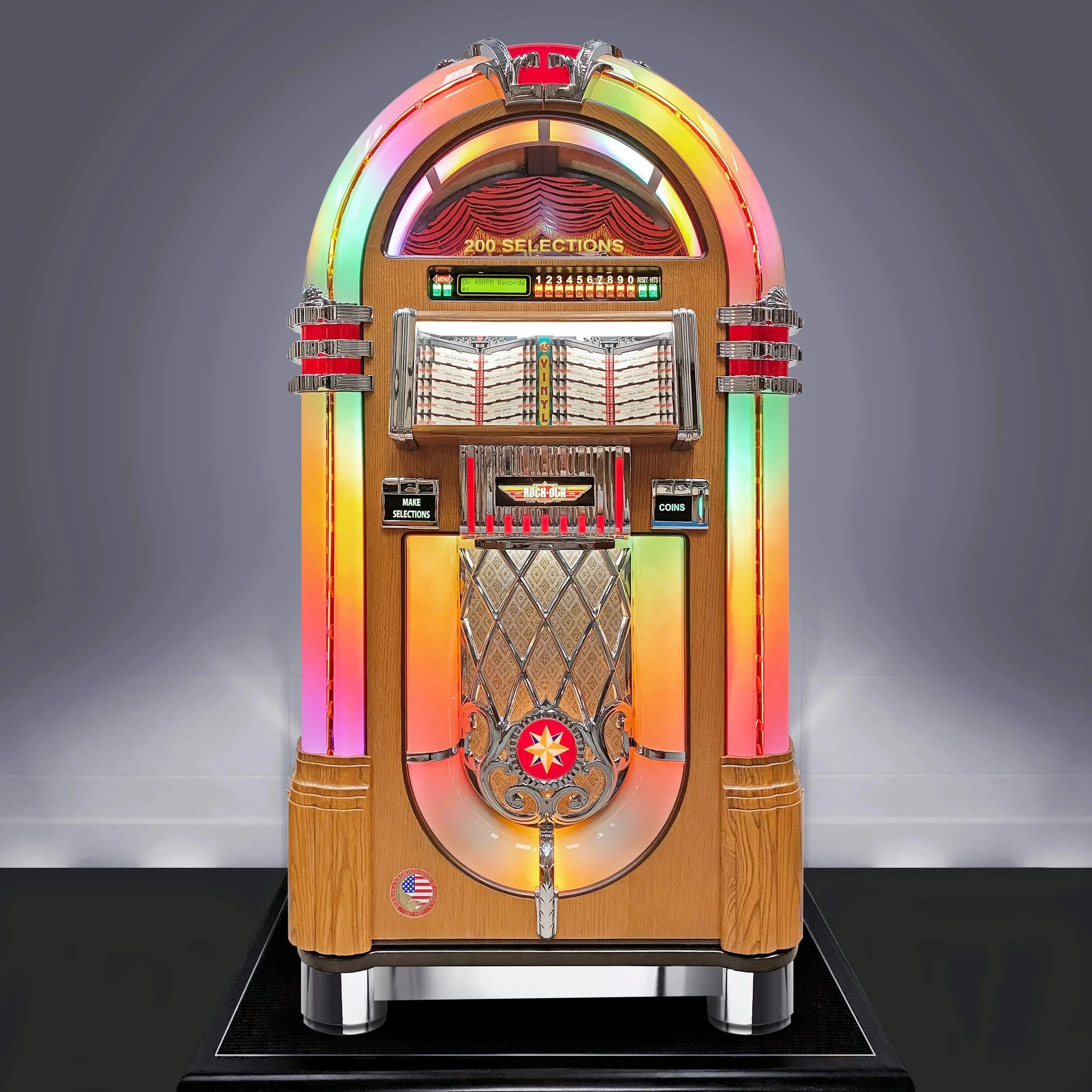 Rock-Ola Bubbler Vinyl 45 Jukebox in Light Oak with Bluetooth - Image 3