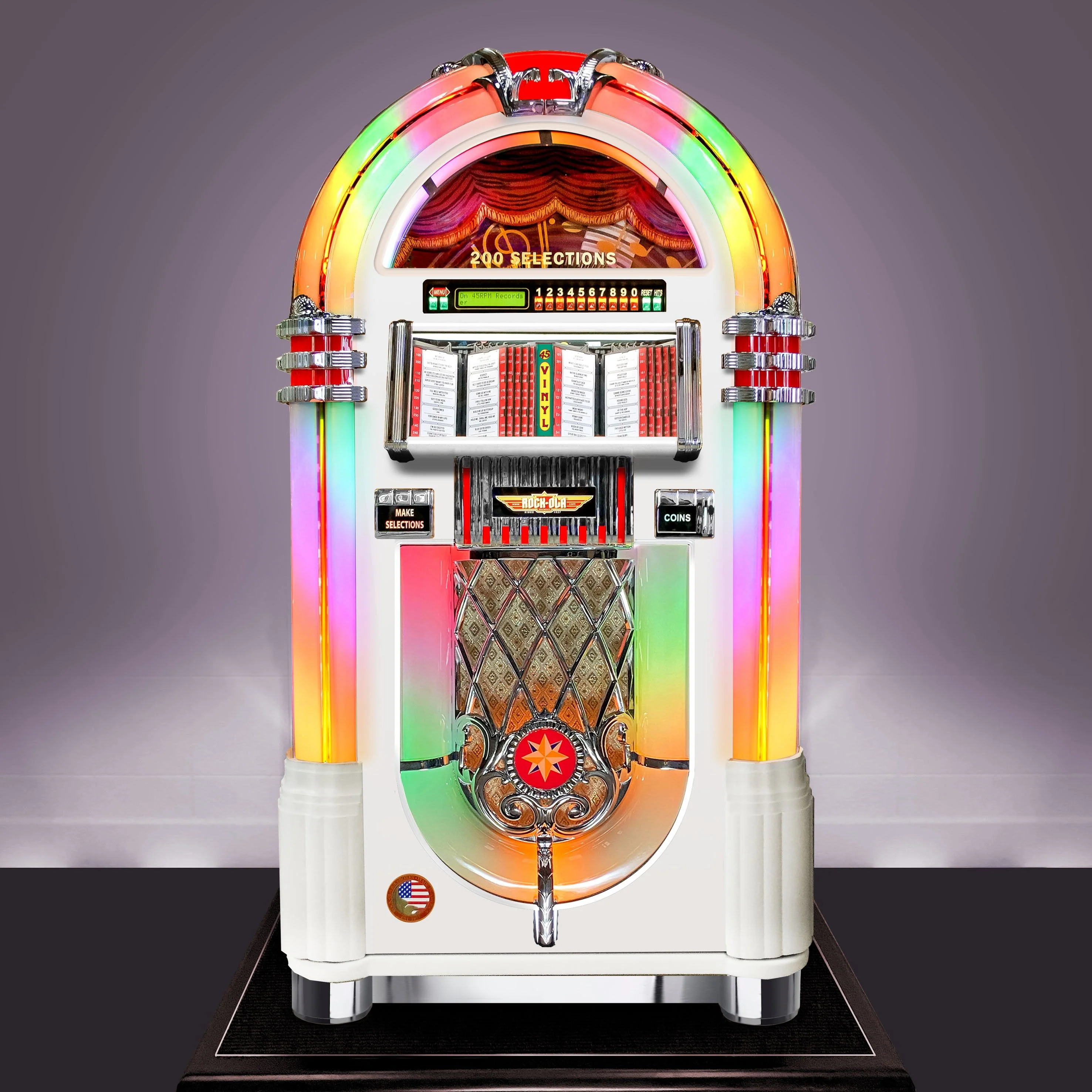 Rock-Ola Bubbler Vinyl 45 Jukebox in Gloss White with Bluetooth - Image 2