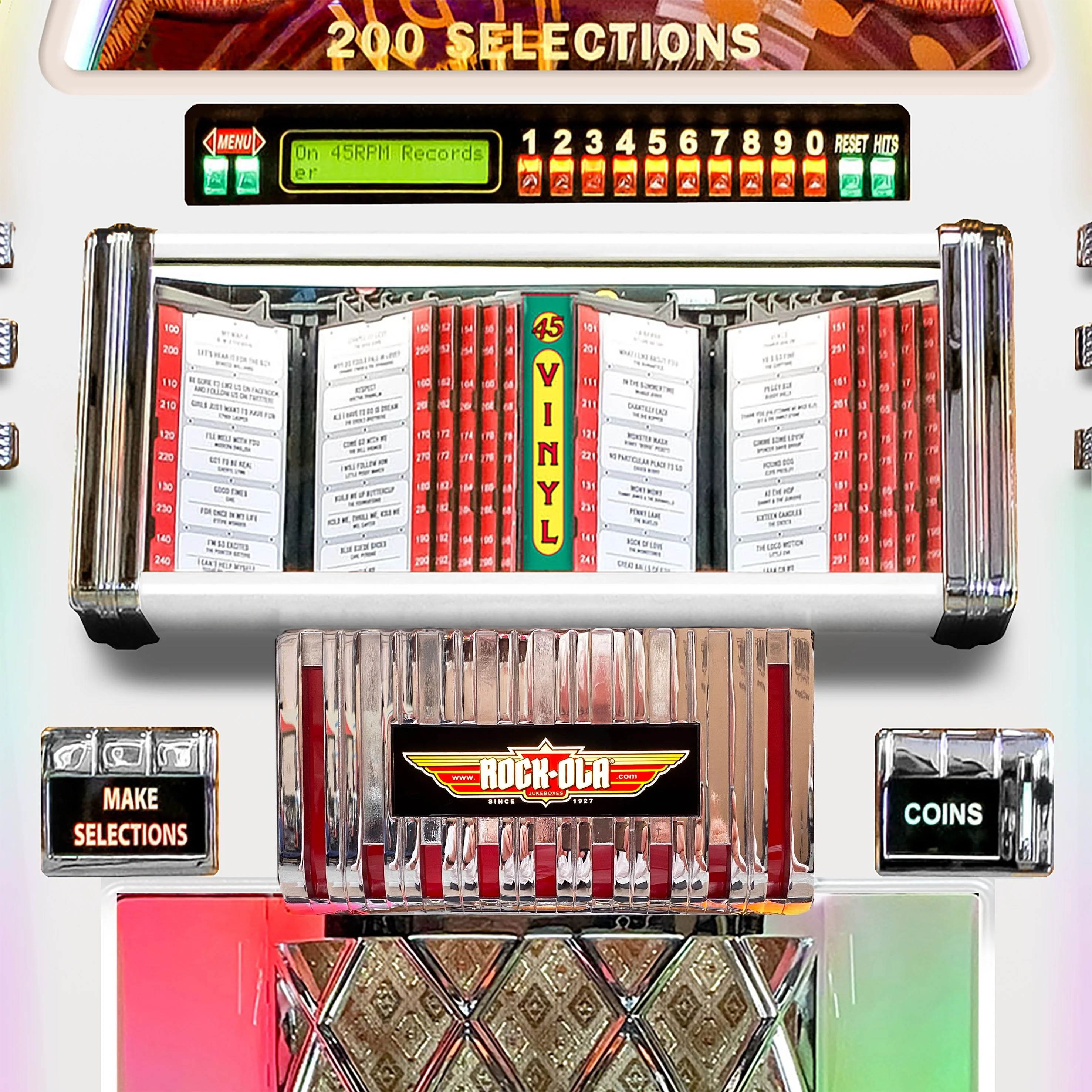 Rock-Ola Bubbler Vinyl 45 Jukebox in Gloss White with Bluetooth - Image 6